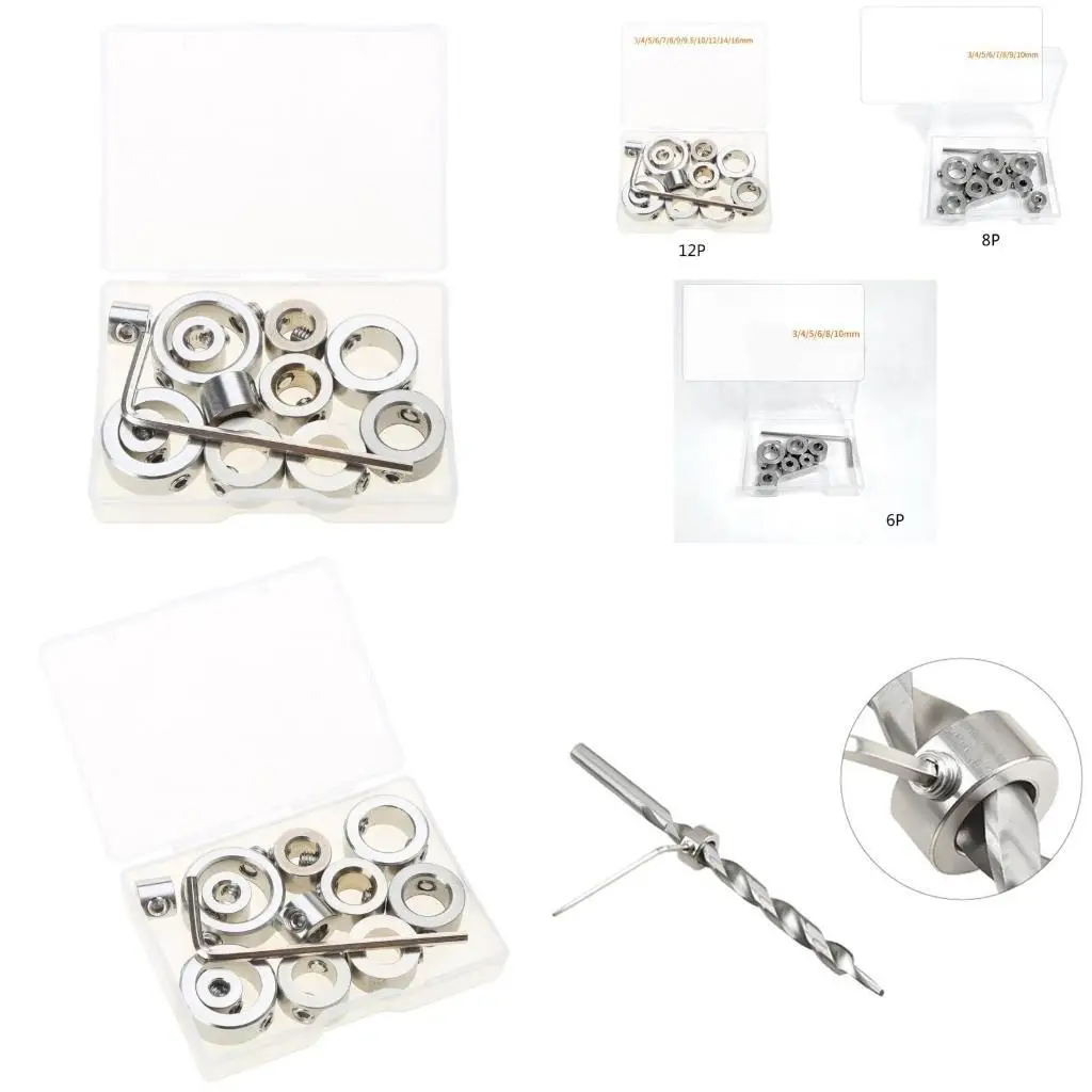 

G6KF 6/8/12Pcs/Lot 3-16mm Drill Bit Depth Stop Collar Ring Positioner Spacing Ring