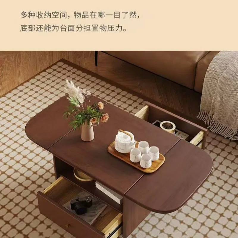 طاولة قهوة من الخشب الصلب قابلة للطي وطاولة طعام متنقلة مزدوجة الأغراض قابلة للطي وشقة صغيرة بسيطة لغرفة المعيشة وطاولة شاي م