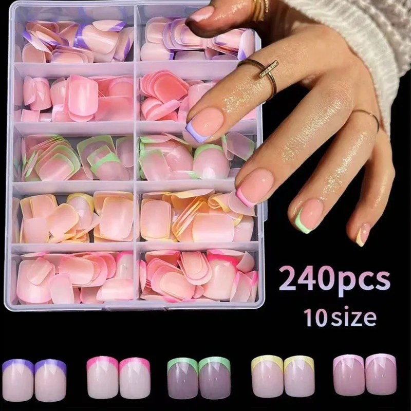 

Готовые к наклеиванию короткие накладные ногти для девочек, летние искусственные ногти, готовые к использованию, CDJ01