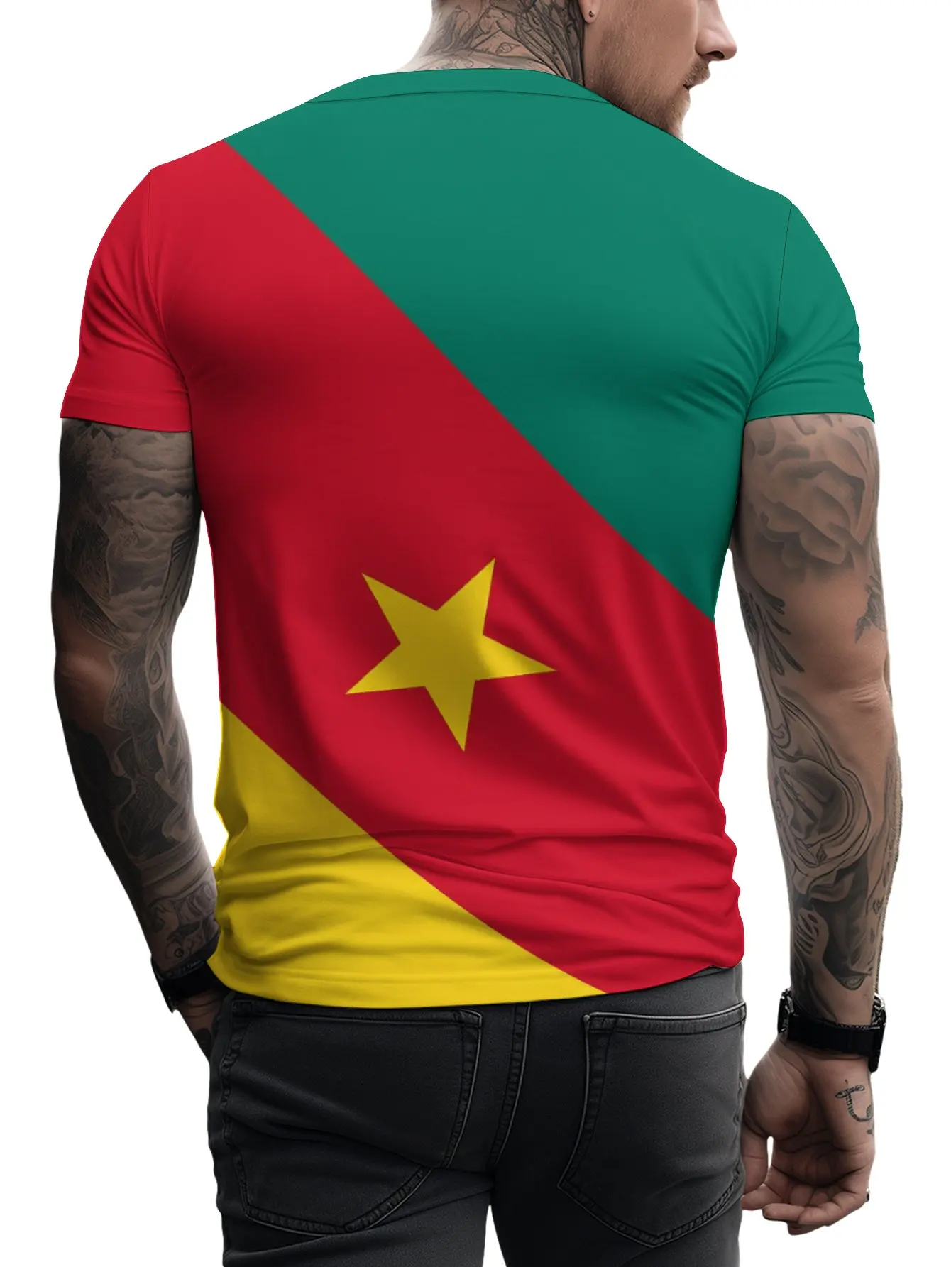 Cameroon Men\'s T-shirt Fans Flag Football Soccer Jerseys Oversized tops Sports Night Run Hiking Camping Speed Dry Fitness Casual