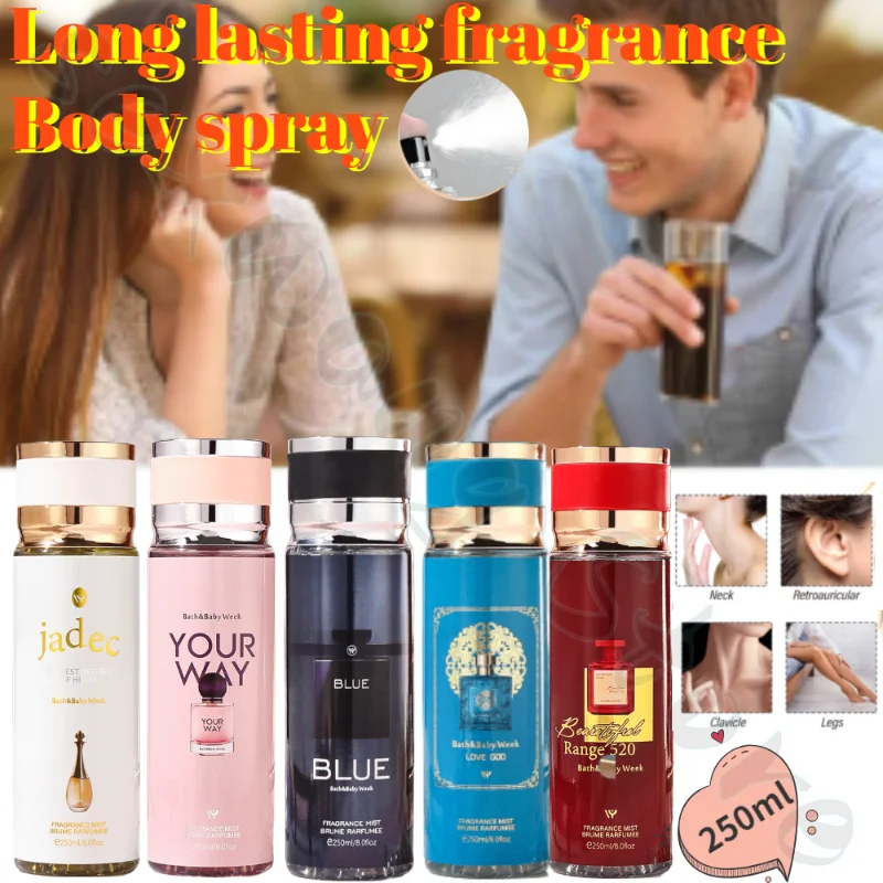 

250ml Middle Eastern perfume body spray for men and women, long-lasting fragrance, fresh and elegant, covering odor