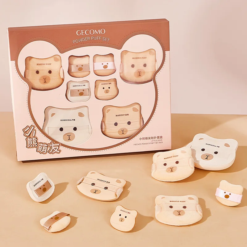 GECOMO powder puff set, with a soft and bouncy air cushion, flawless base makeup, setting cotton candy powder puff, gift set