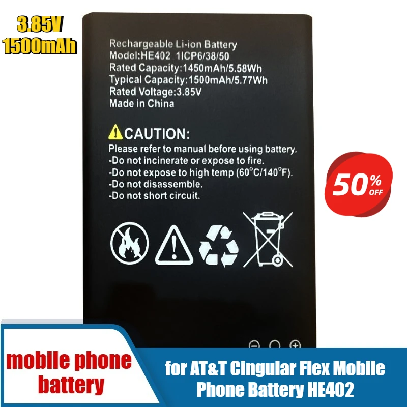 

3.85V 1500mAh for AT&T Cingular Flex Mobile Phone Battery HE402