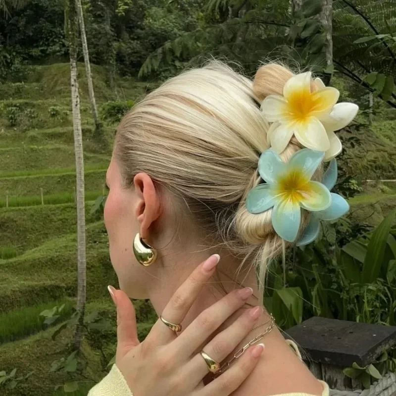 1/6 قطعة جديد البيض زهرة مقاطع الشعر 4/7 سنتيمتر للنساء عطلة الشاطئ بوهيميا نمط الانفجارات الجانب مشبك شعر كبير الفتيات إكسسوارات الشعر #5