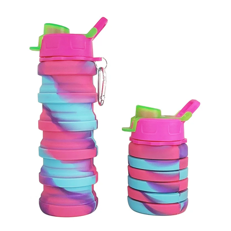 Bouteille d\'eau de sport portable pour enfants, tasse à eau pliante en silicone, tasse créative télescopique, bricolage, cyclisme, voyage,