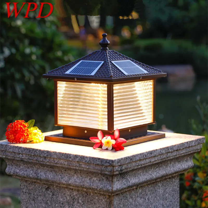 

WPD Solar Post Lamp LED Outdoor Creative Striped Glass Simple Pillar Light Waterproof IP65 for Home Villa Courtyard