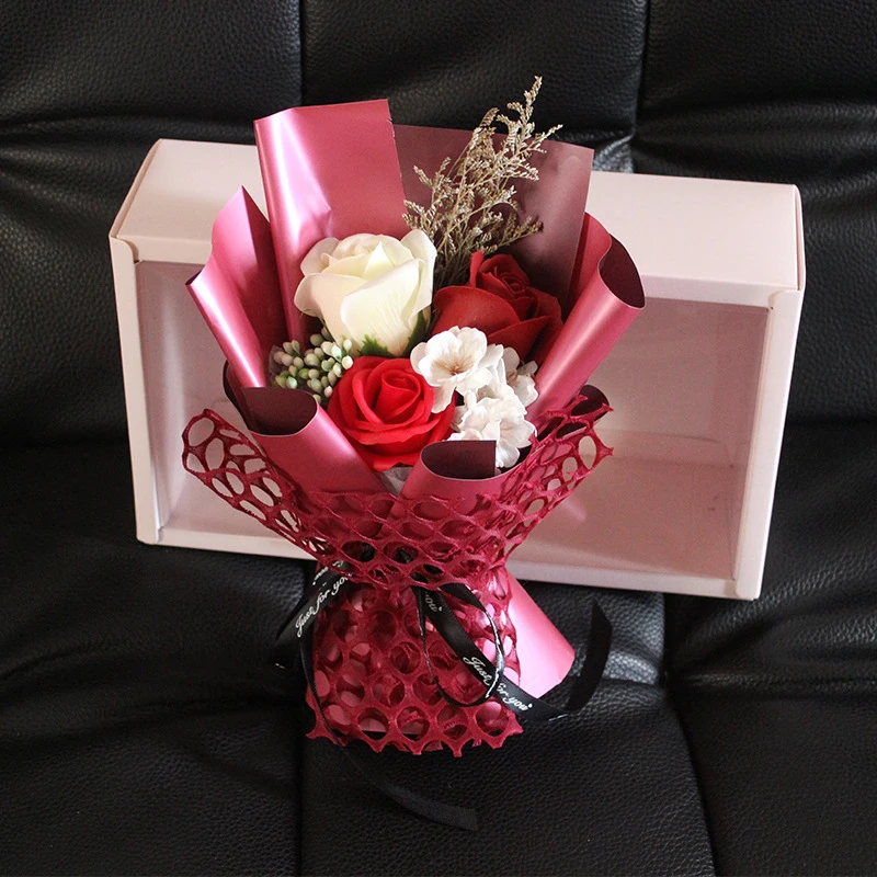 Teacher’s Day Flower Presents with Box Soap Flowers Rose Cherry Blossoms Romantic Fashion Holiday Floral Presents