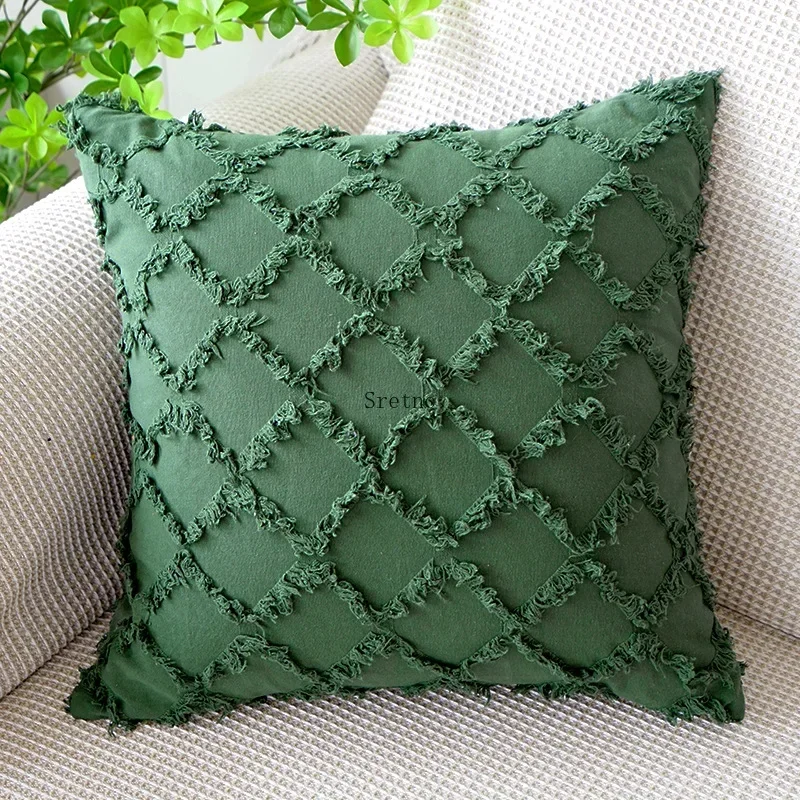 القطن والكتان الوسائد غطاء غرفة المعيشة غرفة نوم أريكة الديكور وسادة تغطي الماس شعرية الإبداع Fundas دي Cojines #6