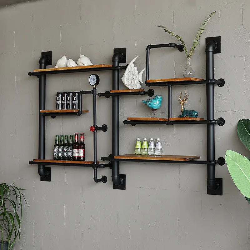 Industrial Kitchen Iron Pipe Shelves Storage Holders Living Room Wall Mounted Display