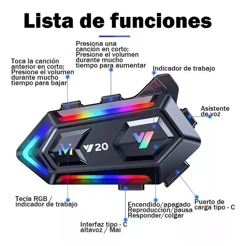 Y20 بلوتوث 5.3 دراجة نارية سماعة خوذة 1000Mah سوبر طويل الاستعداد اللاسلكية حر اليدين مقاوم للماء دراجة نارية سماعة