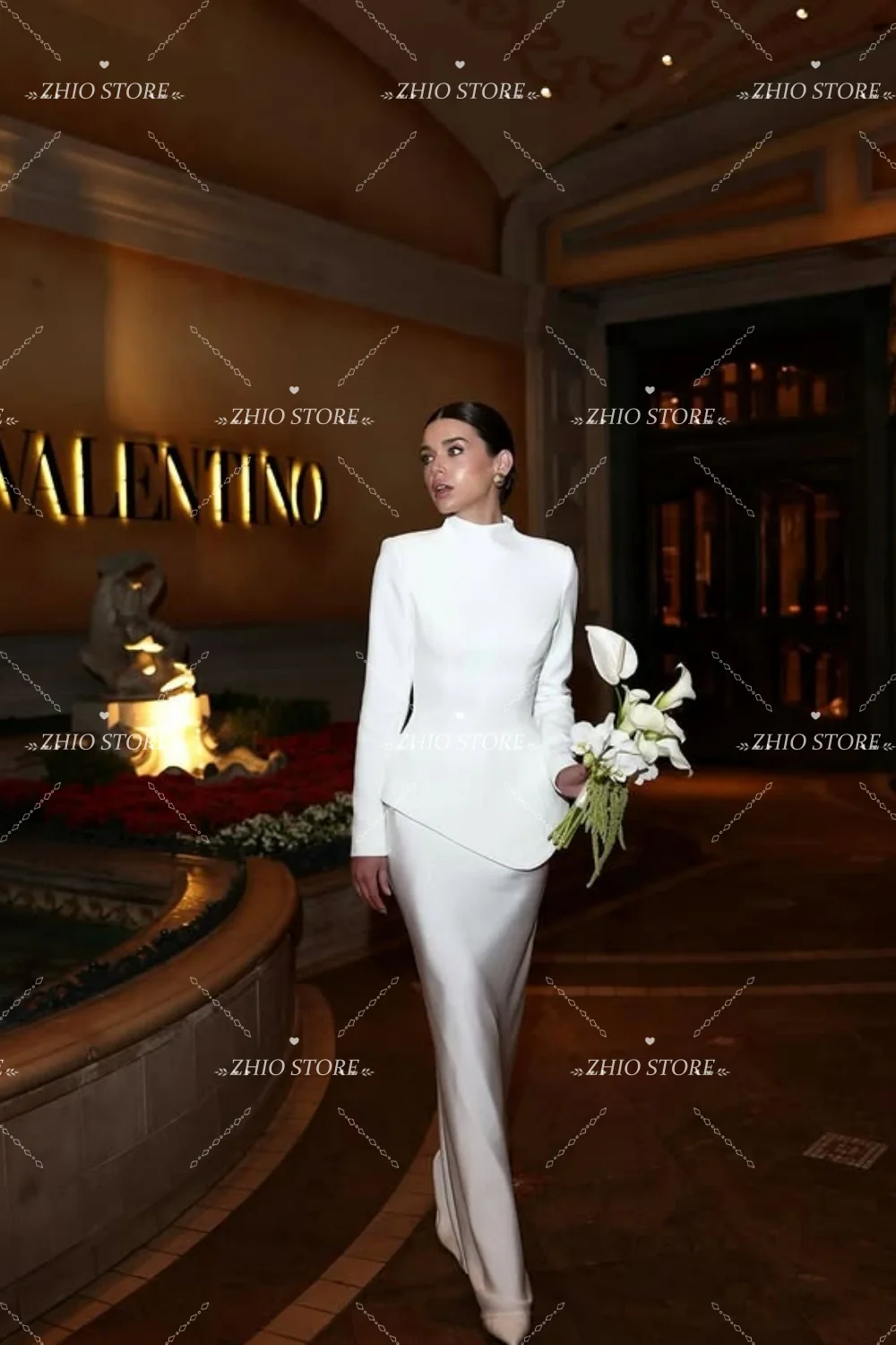 ZHIO Simple lvory High Neck Wedding Dresses Formal Party Gown Vestidos De Noiva Quinceanera Dress 2026 Customized