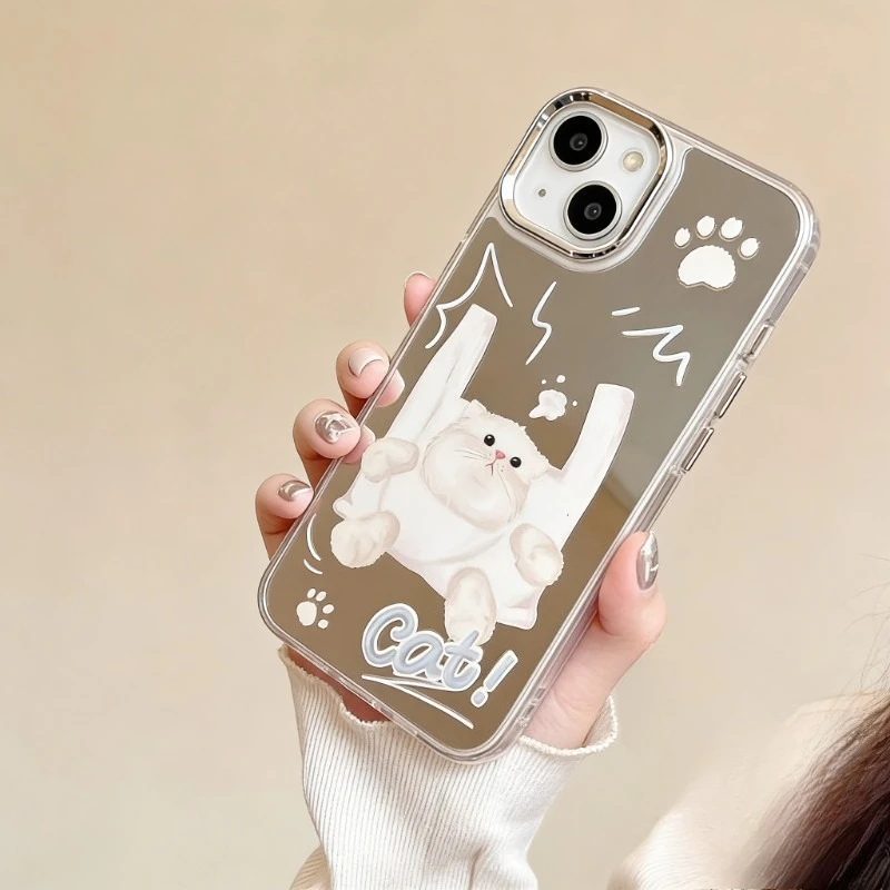 

Cute Cat Puppy Phone Case For iQOO 15 13 12 11 11s Neo 11 10 9 9s Pro Plus 8 Pro 6 7 SE 5 Lite 3 Mirror Cartoon Dog Soft Cover