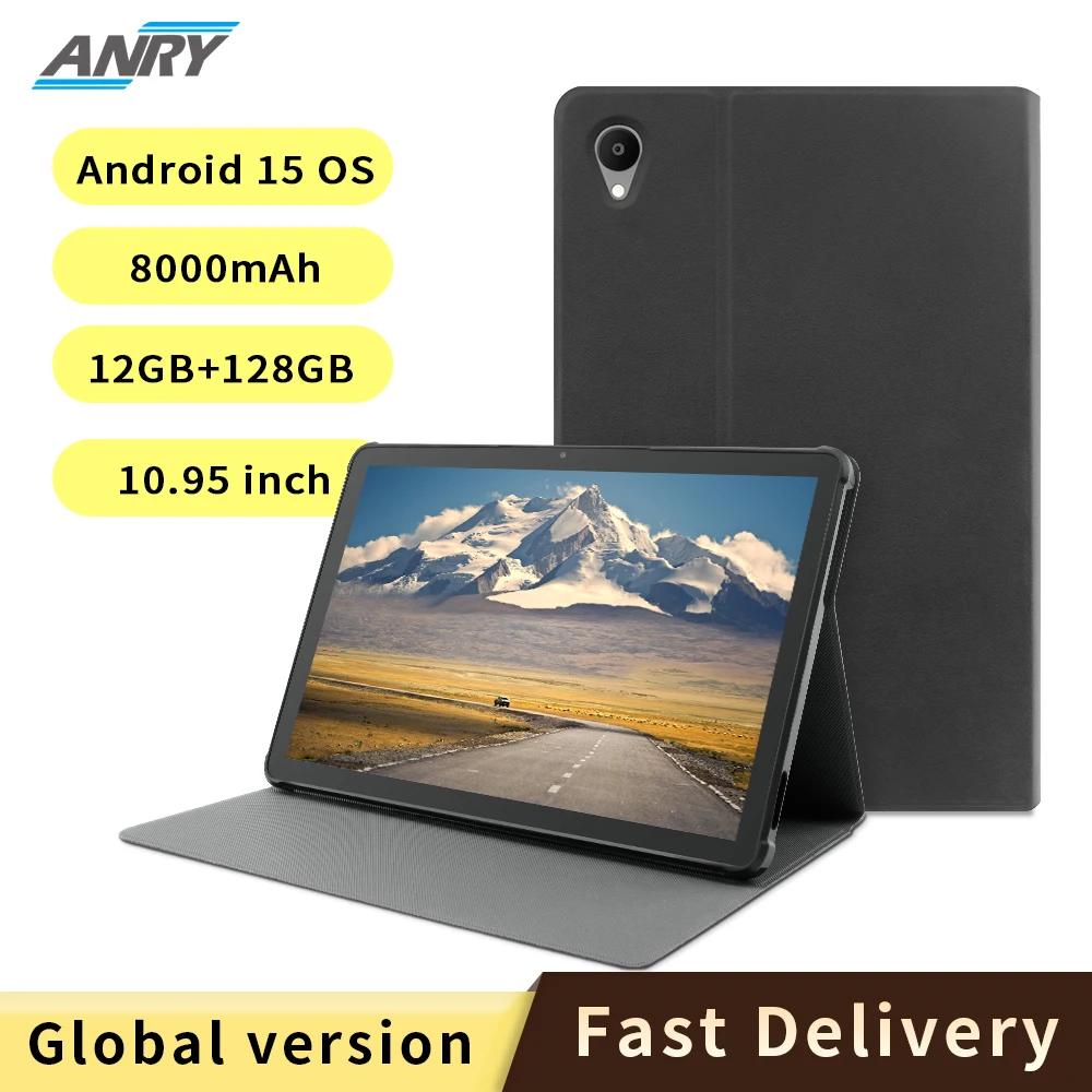 

ANRY Tablet PC Android 15 OS 10.95 Inch Tablets With Case WIFI Ipad 12GB+128GB 8000mAh Tab for Office Travel Mini Computer