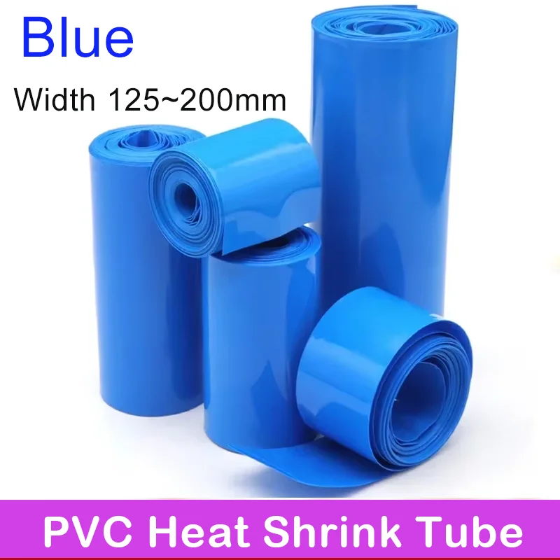 1 Meter Blue 18650 Lipo Battery PVC Heat Shrink Tube Pack 125mm ~ 200mm Width Insulated Film Wrap lithium Case Cable Sleeve DIY