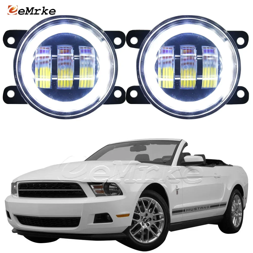 

Pair Car Led PTF Fog Lights Assembly Headlight with Lens Angel Eyes DRL Led Signal Lights for Ford Mustang V6 2010 2011 2012