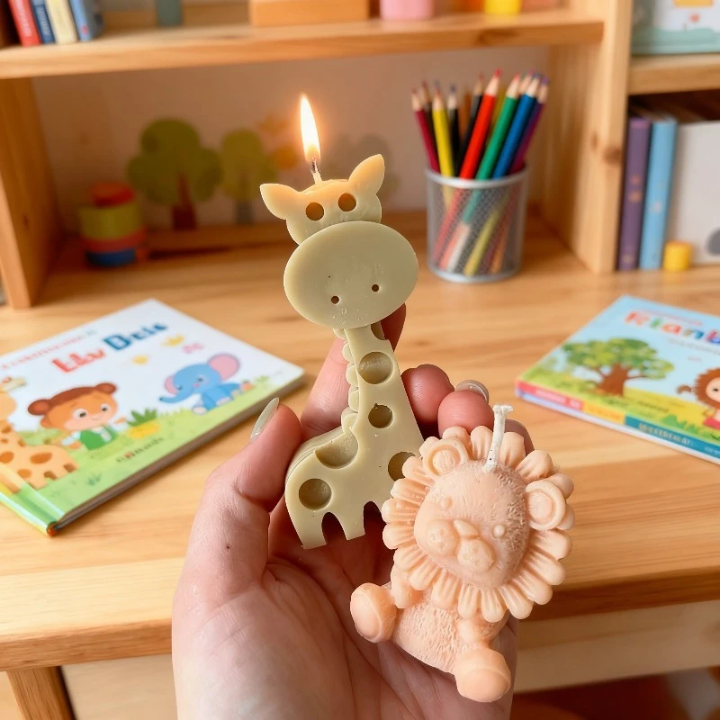 

Силиконовая форма для свечей из смолы, 2 формы животных: лев и жираф, для ароматерапии, воска, мыла ручной работы, DIY