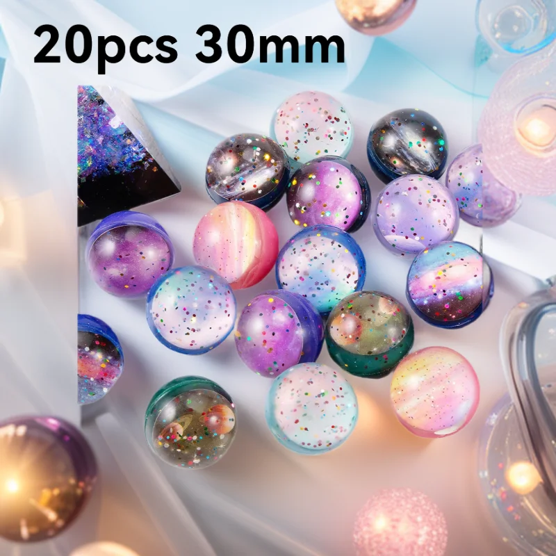 

20pcs 30mm Solid Starry Sky Ball Toy Educational Supplies Gashapon Machine Jump Ball Elastic Ball Funny Trick Toy Gift