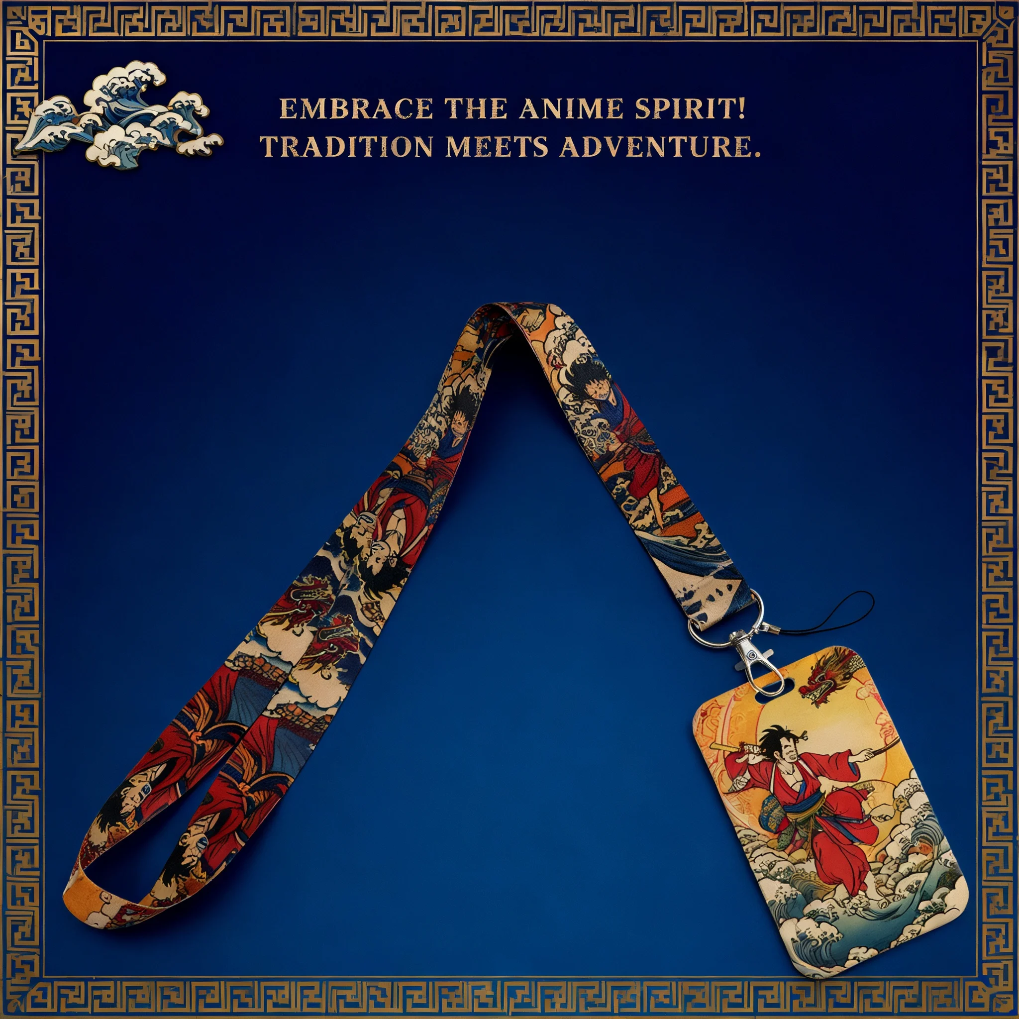 

Японский аниме-ремешок на шею с волнами, держатель для карт, стильный шейный ремешок для ключей, ID-карт, телефонов, бейджей, аксессуары для косплея, игрушки