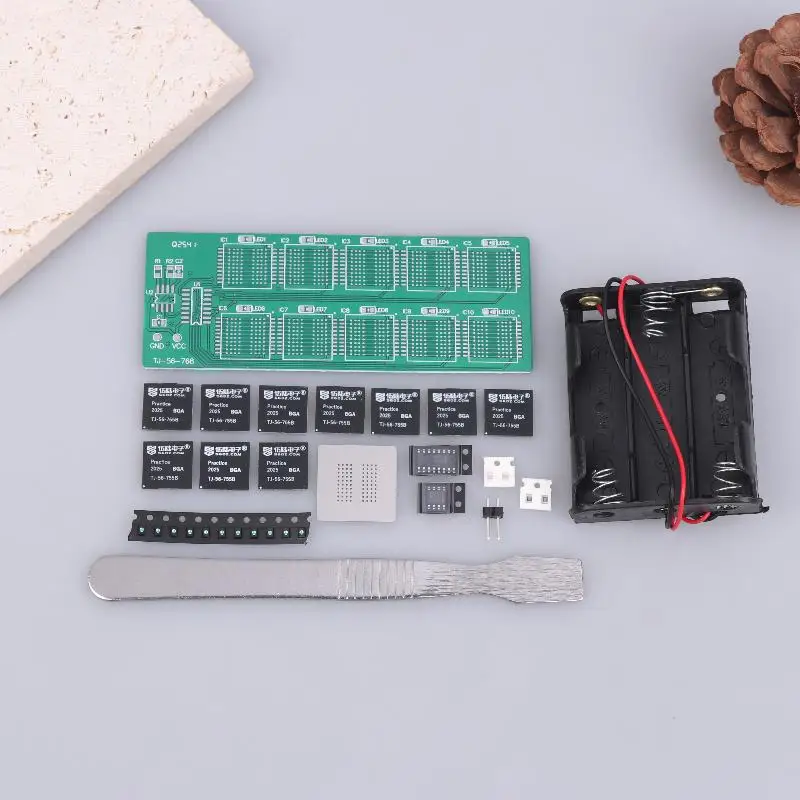 

BGA Chip Soldering Practice Board Kit Decimal Flowing Lights Teaching Practical Training Soldering Practice Loose Parts