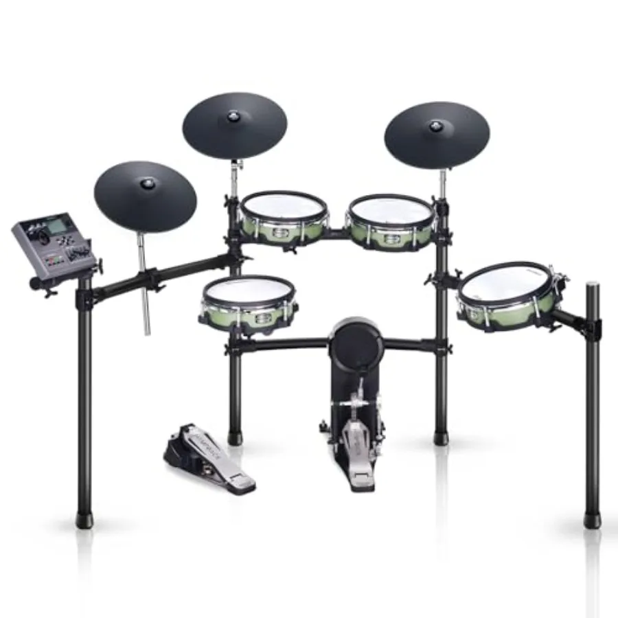

HAMPBACK ACE-510 Electric Drum Set with 10'' Drum Pads 12'' Full Silicone Cymbals with Choke Bluetooth Connection for Professio