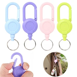 1PCS Candy Color Retractable Keychain Outdoor Anti-theft Easy-to-pull Buckle Wire Rope Reel Elastic Key Ring Retractable Tool