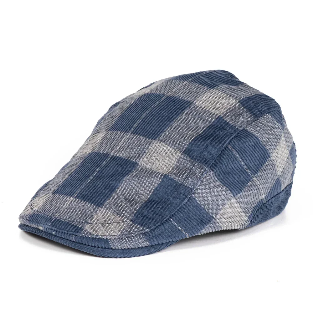 TOHUIYAN Corduroy Plaid Newsboy Hats for Men British Gentleman Flat Caps Spring Vintage Beret Hat Boinas Headwear Women's Cap