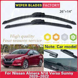 For Nissan Almera N18 Versa Sunny 2020 2021 2022 Car Front Wiper Blades Windshield Windscreen Window Rain Brush Car Accessories