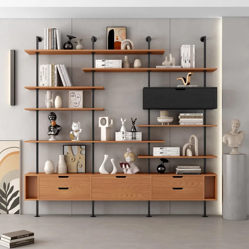 

Wall mounted iron integrated storage rack, modern design, suitable for home office and dining room living room display stand