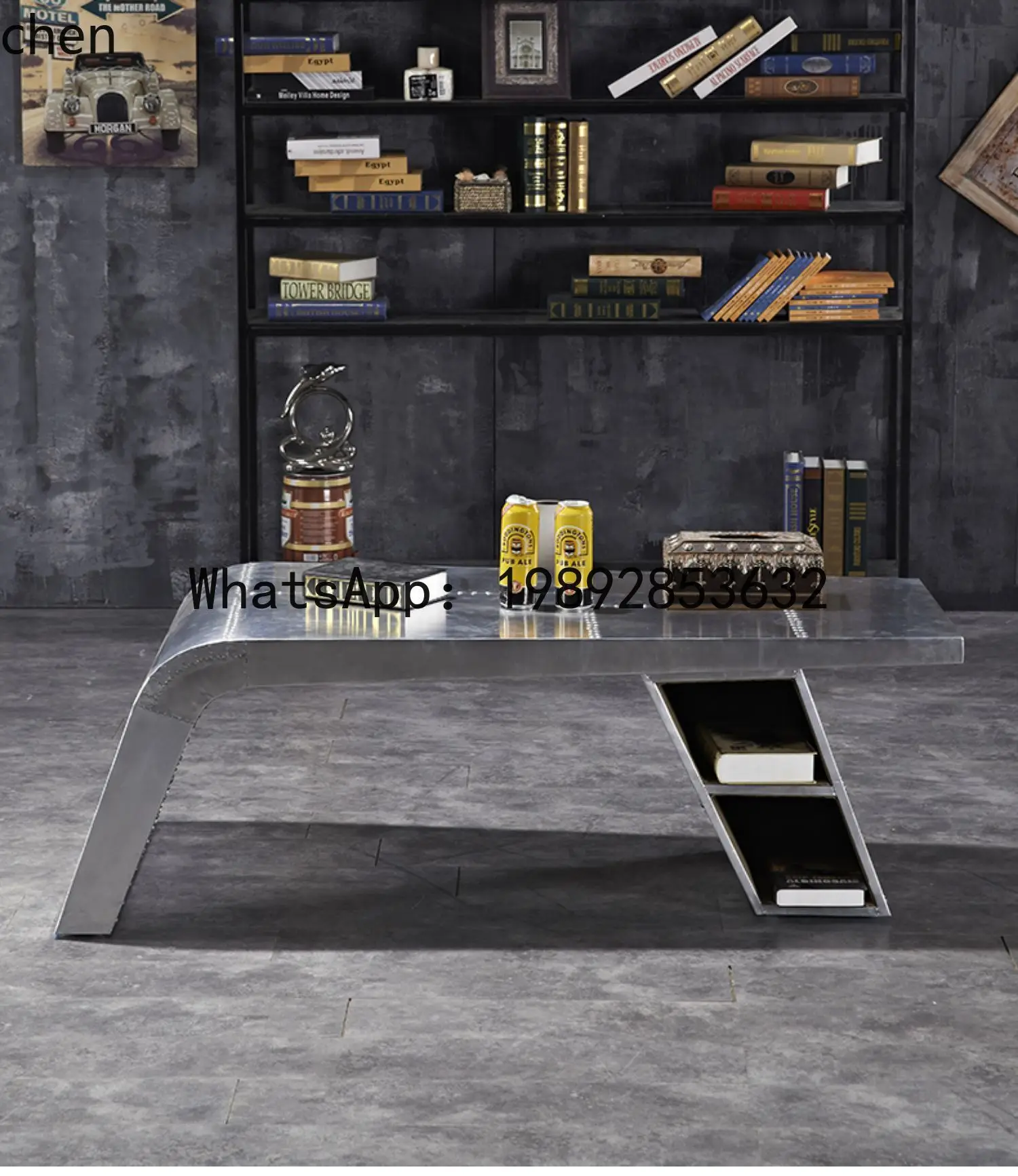 metal industrial aluminum leather aircraft table table and chair combination creative bar table