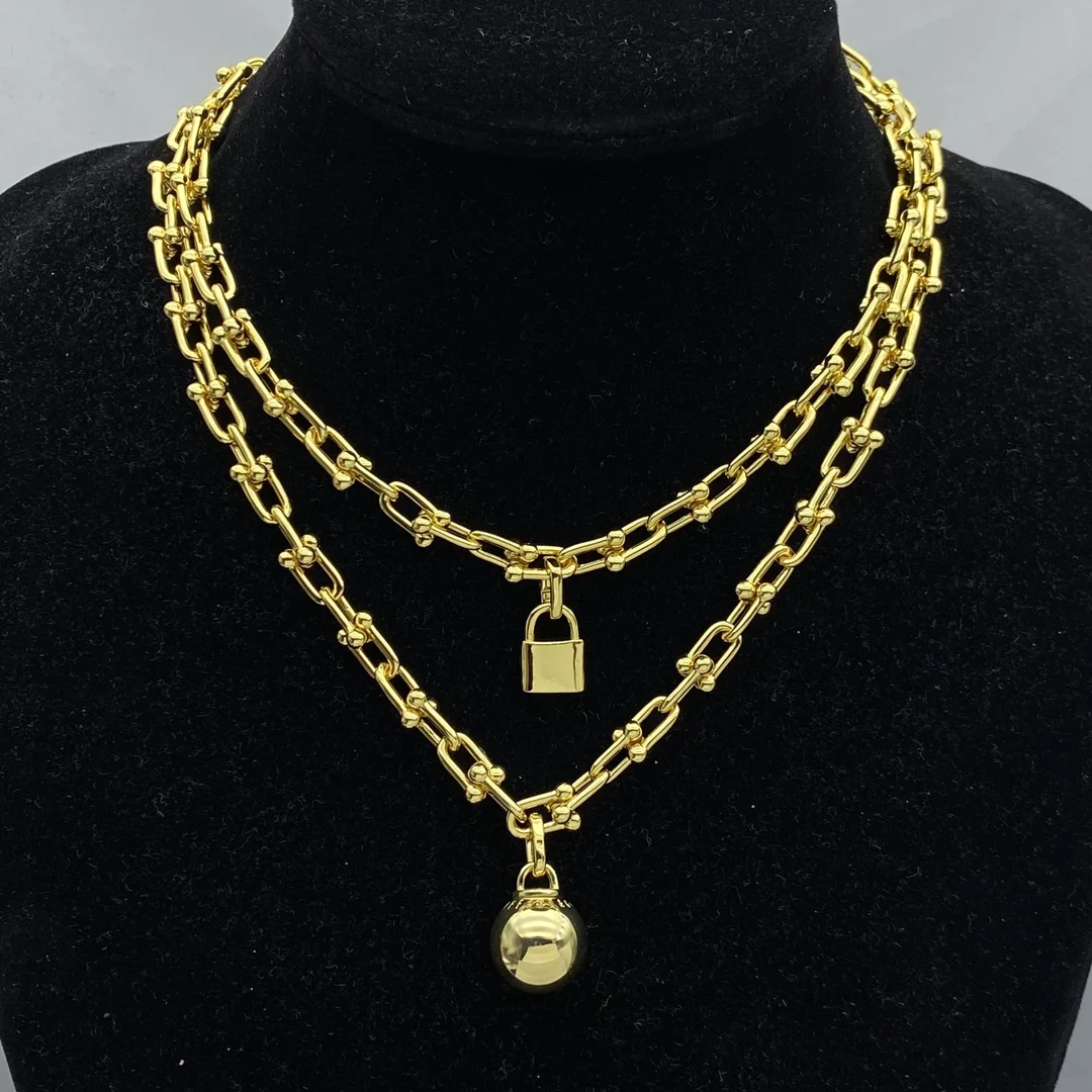 

TIF classic 925 sterling silver fashion personality double layer necklace