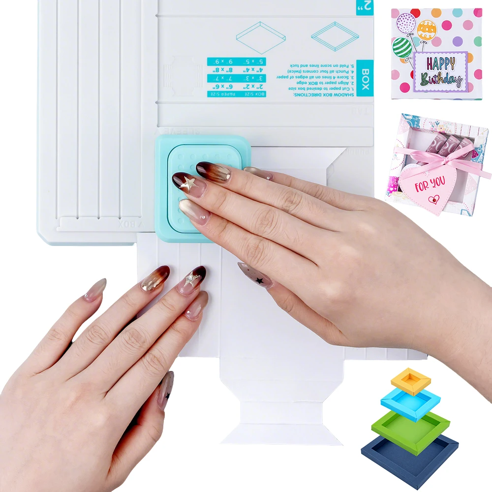 

Diy Shadow Box Punch Board for 2"/3"/4"/5" Box & Sleeve Scoring/punching Tool for Dimensional Photo Box Paper Card Diy Scrapbook