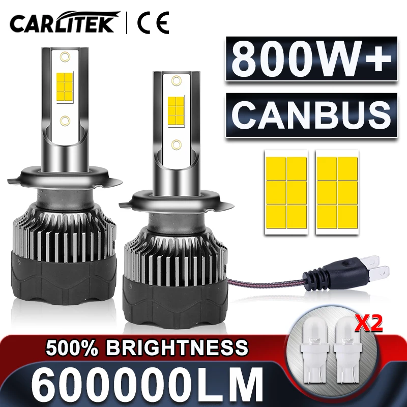 CARLITEK 800W H7 LED Car Headlight H4 H11 Bulb 9012 H3 H1 H8 H9 9005 9006 9007 9008 880 881 H27 LED Auto Lamp 4300K 6K 8K 12V