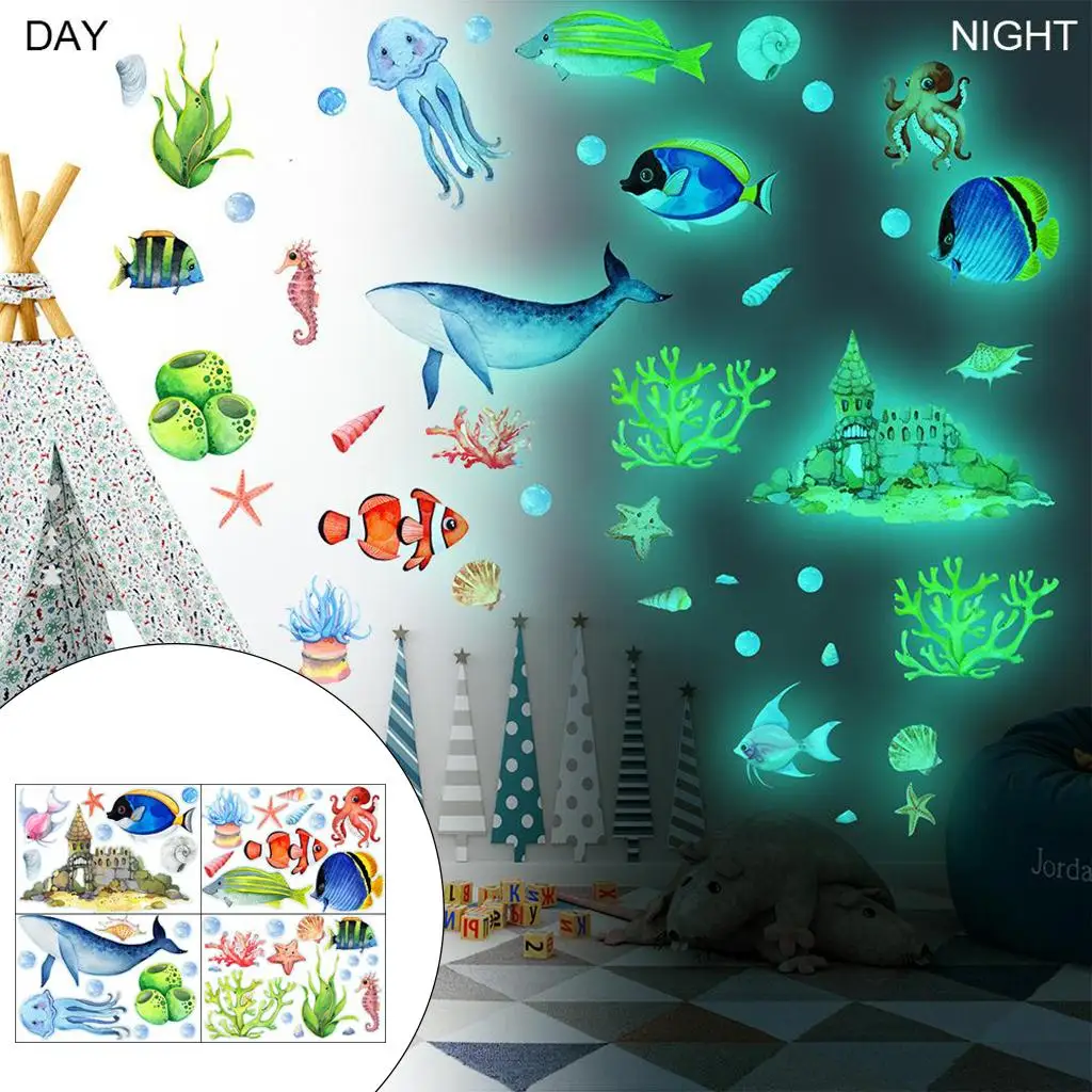 

4x Removable Under The Sea World Ocean Animals Wall Stickers for
