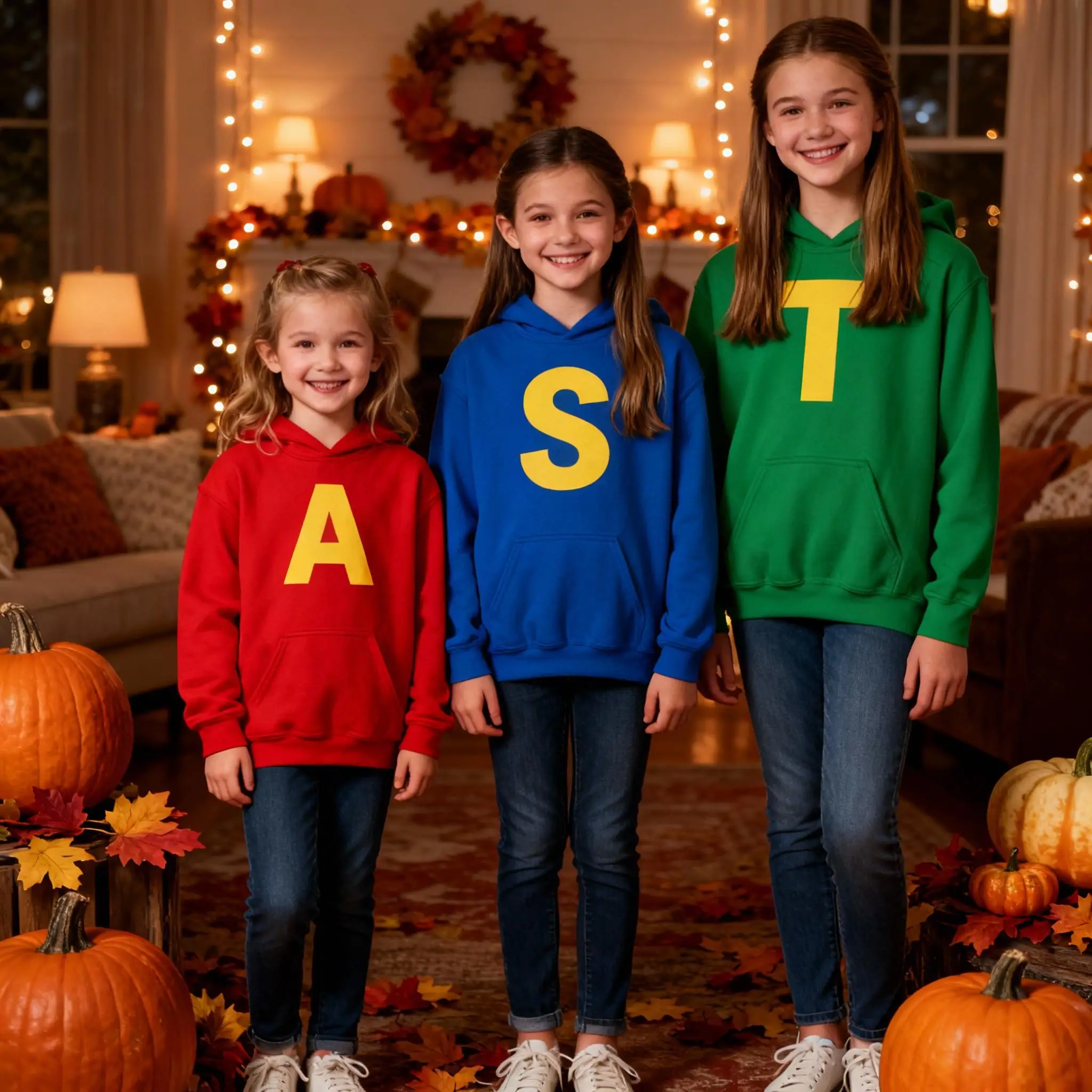 

New Kids Hooded Sweatshirt | Alvin Chipmunks ATS Letter Print | Warm Autumn Winter Top, Must-have for Thanksgiving