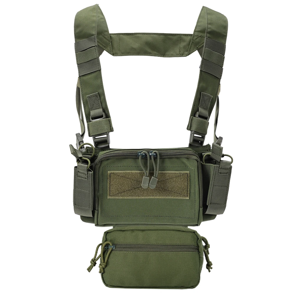 SINAIRSOFT Tactical D3CR Chest Rig Micro Chest Vest with 5.56 7.62 Rifle & 9mm Nylon Pistol Magazine Pouch Hunting Outdoor Gear