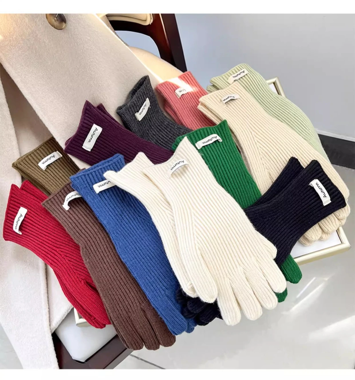 Winter Warm Knitted Hat Scarf Gloves Women's Windproof Adult Three-piece Set Scarves Solid Color Fashion Korean Hats for Women