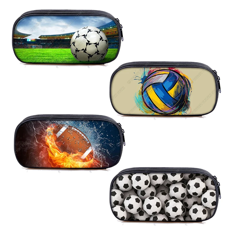 Cool Soccerly / Footbally Print  Pencil Bag woman Cosmetic Cases Boys School Bags Kids Pencil Box Case Children Stationary Bags