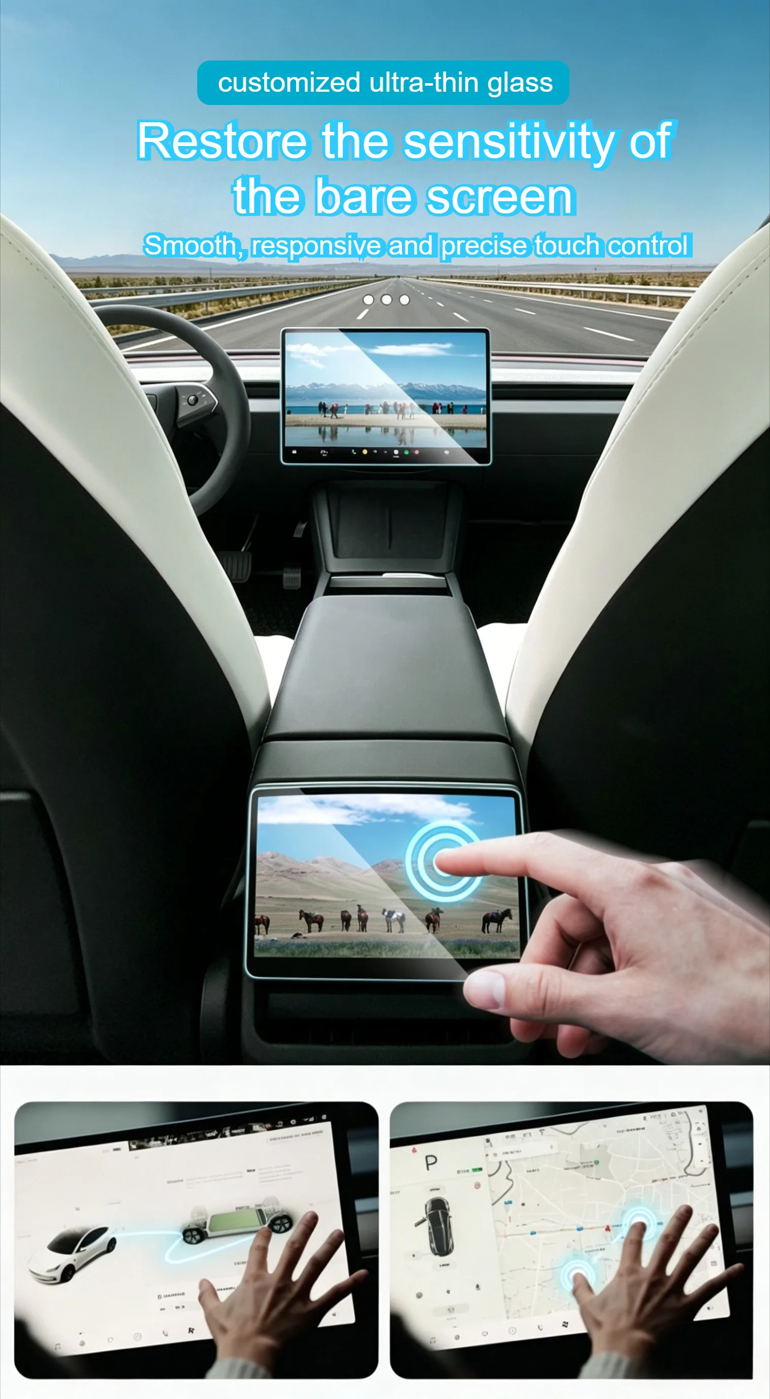 Für Tesla Model 3 Highland 15,4-Zoll-Bildschirm Panzerglasfolie Automatisches staubfreies Installationsset Kratzfest Blendfrei HD Matt – Detail 5