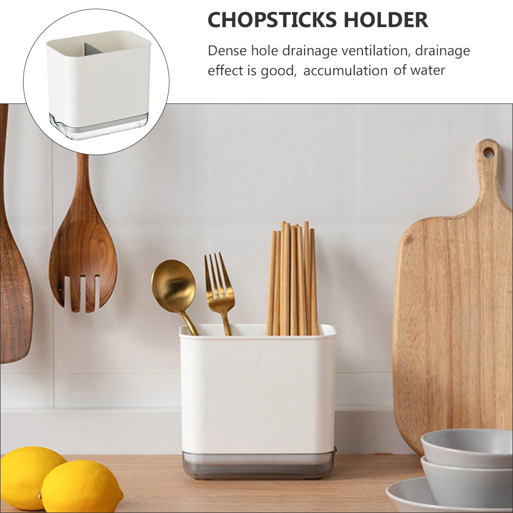 

Plastic Kitchen Utensils Chopsticks Holder Countertop Drain Rack Compartments Storage Multifunctional Desktop Organizer