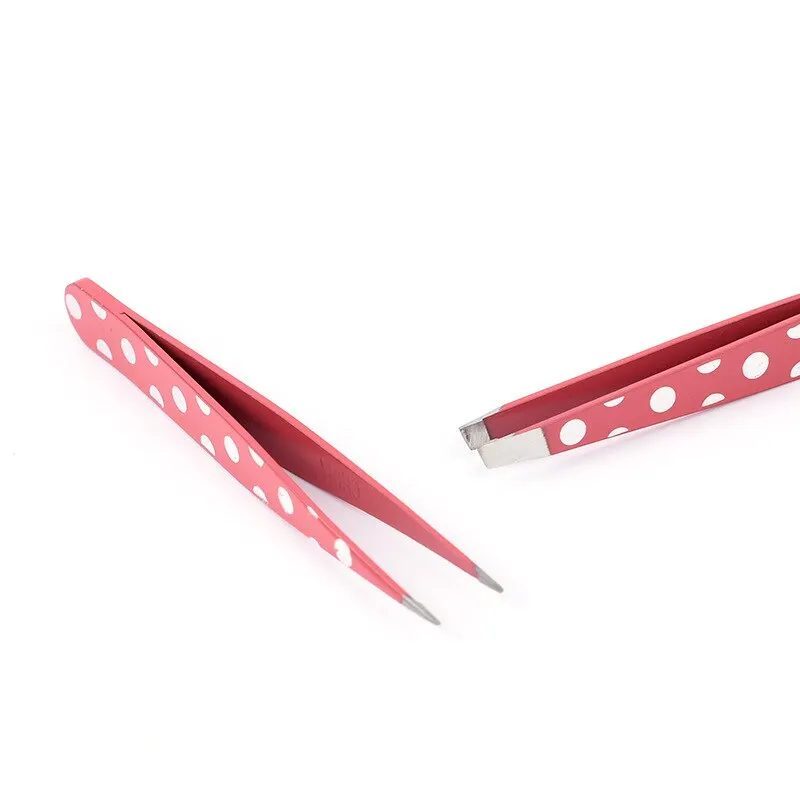 Mini Hair Removal Tweezers Stainless Steel Eyebrow Tweezers Pink Point White Tip Point Face Harmless Makeup Beauty Tool