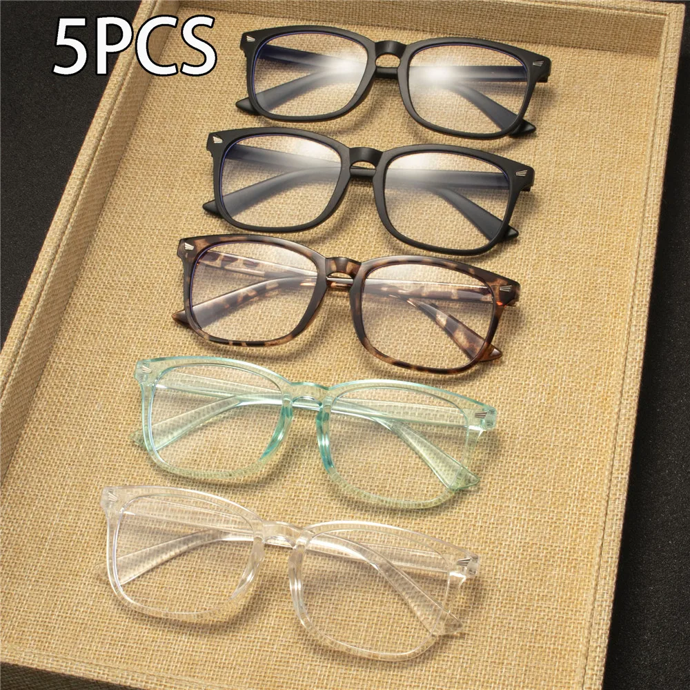 5 gafas de lectura ultraligeras para hombres y mujeres, diseño portátil con montura cuadrada elegante