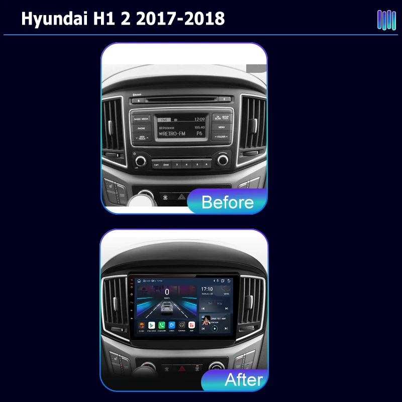 AI VOICE roadivox Android car radio for Hyundai H1 2 2017-2018 stereo GPS Navigation video Multimedia Player tape recorder