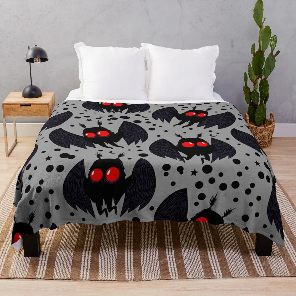 

Mothman Silver Night Throw Blanket Camping Travel Decorative Sofa Luxury Thicken Blankets