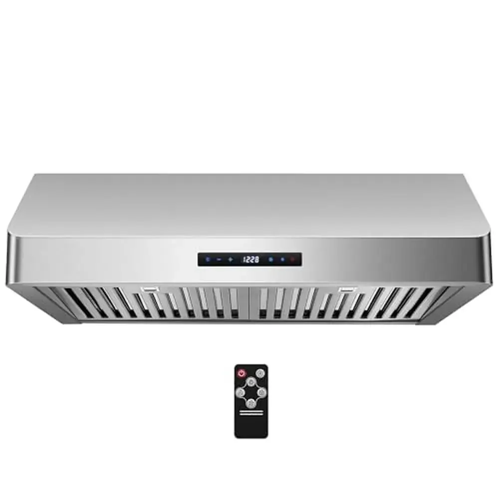 30 Inch Stainless Steel Under Cabinet Range Hood 600 CFM Touch & Remote Control Fan Time Setting Ducted/Ductless Kitchen Vent