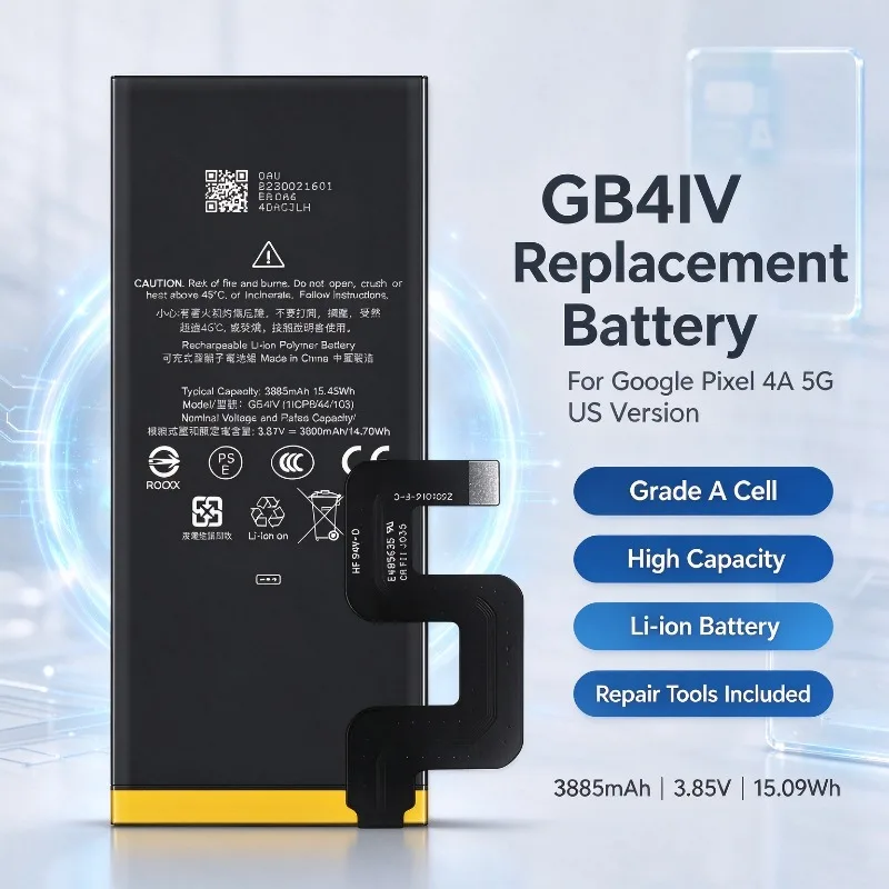 GB4IV Replacement Phone Battery For Google Pixel 4A 5G US Version, Grade A High Capacity Li-ion Battery+Tools