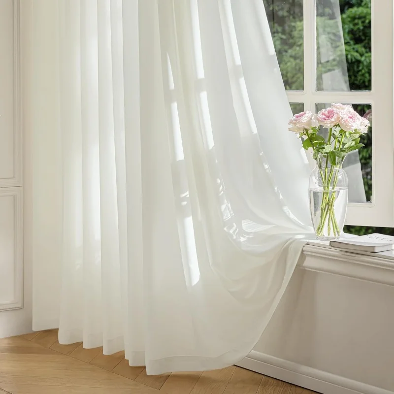 

Natural Beige Texture Linen Light Filtering Fabric Not Hooked Silk Controlled By Hand Manual Sheer Curtain For Sliding Door