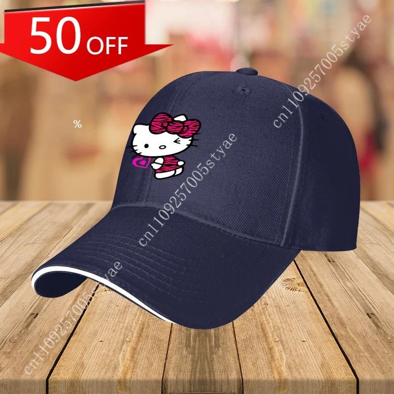 

Бейсболка Sanrio с розовым полосатым бантом Hello Kitty - регулируемая легкая повседневная кепка для мужчин и женщин, идеально подходит для весны.