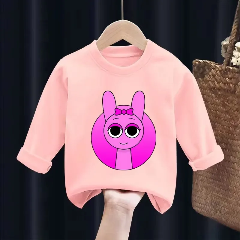 Sprunki, Camiseta de algodón de manga larga para bebés, ropa de primavera y otoño, Top con cuello redondo y estampado de dibujos animados, ropa informal para niños y niñas, regalo