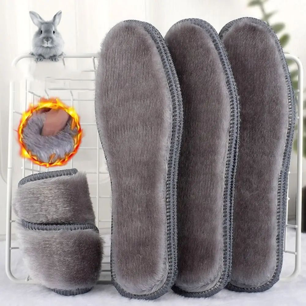 3 Pairs Thermostatic Self Heating Insoles Soft Faux Rabbit Fur Warm Insoles Deodorant Breathable Plush Insoles Men Women