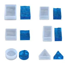 Moldes de resina epoxi para fabricación de joyas, moldes de silicona de estilo ola de mar, colgante de ondulación de agua, herramientas de fundición de resina, 6 piezas